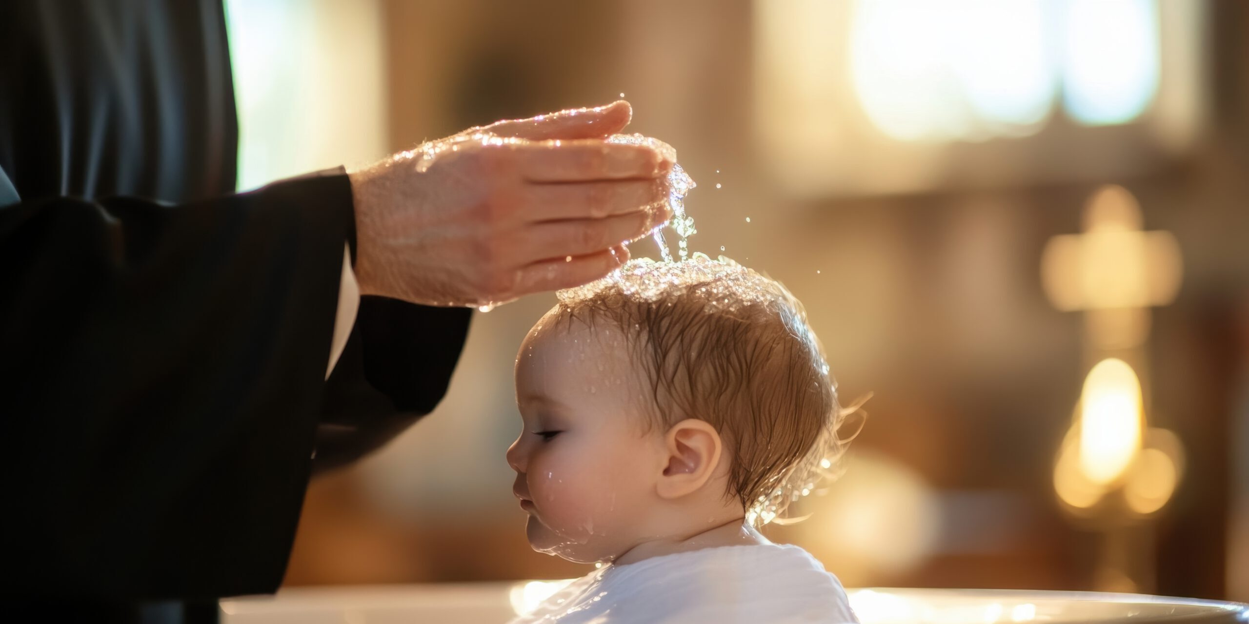 Baby wird getauft in der Kirche